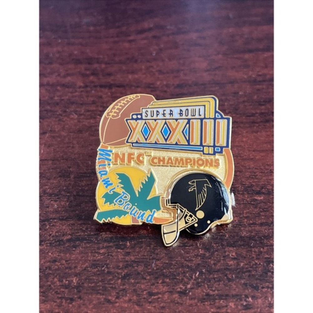 Super Bowl XXXIII NFC Champions Atlanta Falcons "Miami Bound" NFL Lapel Hat Pin